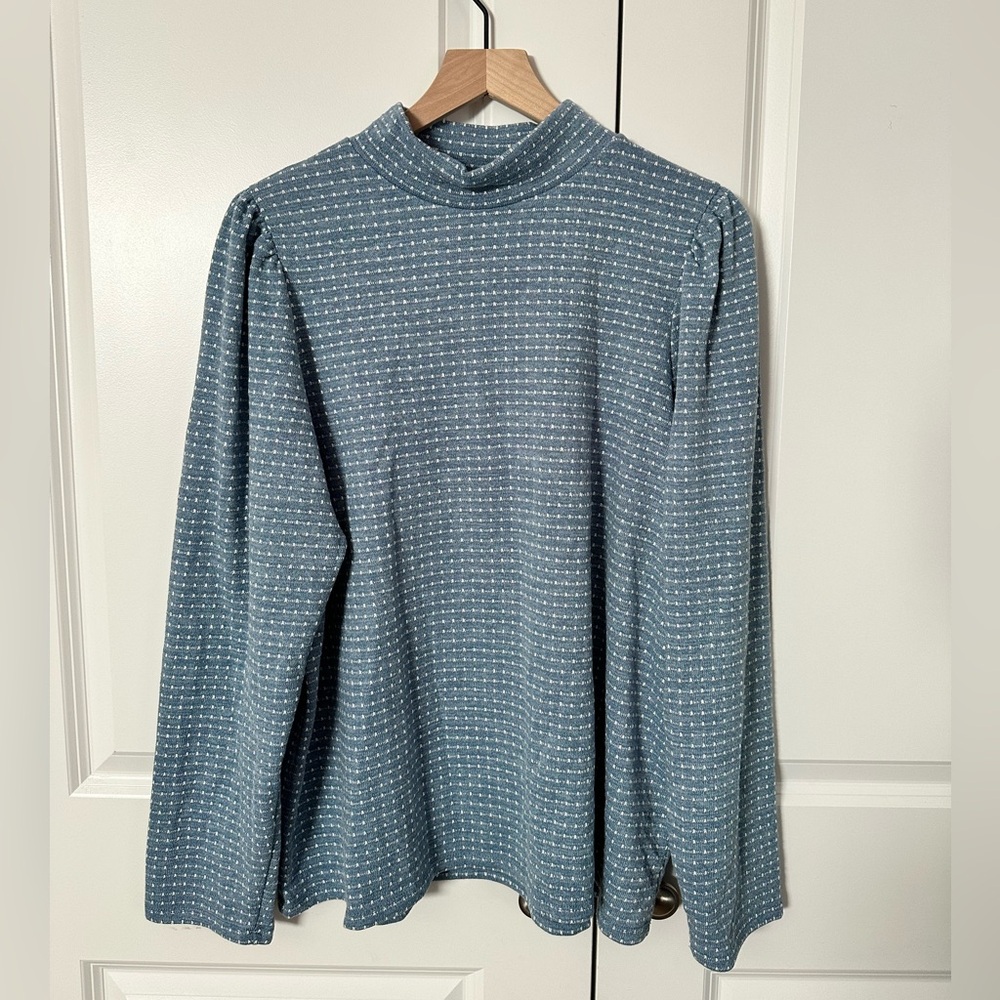 Madewell Blue Striped Mock Neck Top 2X